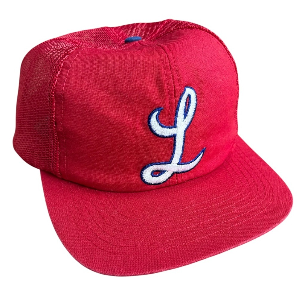 Vintage Louisville Redbirds SnapBack hat 90s men script cursive red trucker